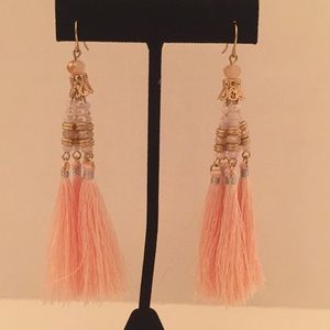 Boho Tassel Dangle Earrings W/ Iridescent Beads